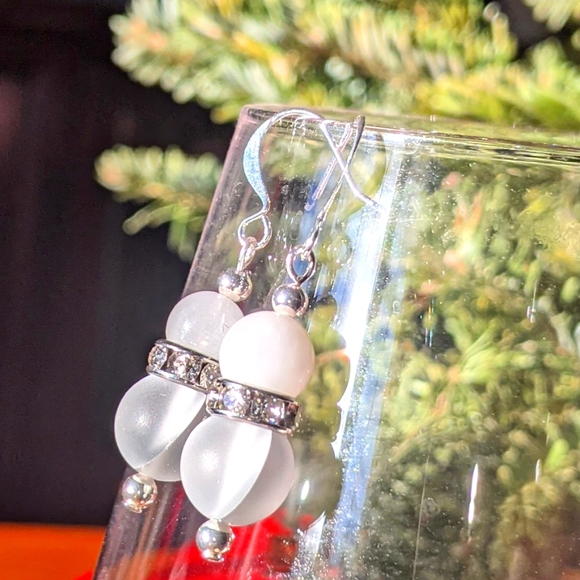 Rainbow Moonstone & Coated Quartz Earrings - Picture 3 of 4